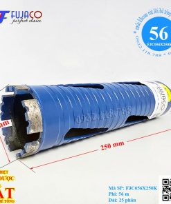 mũi khoan rút lõi khô phi 56 x 250 mm Fujaco chất lượng